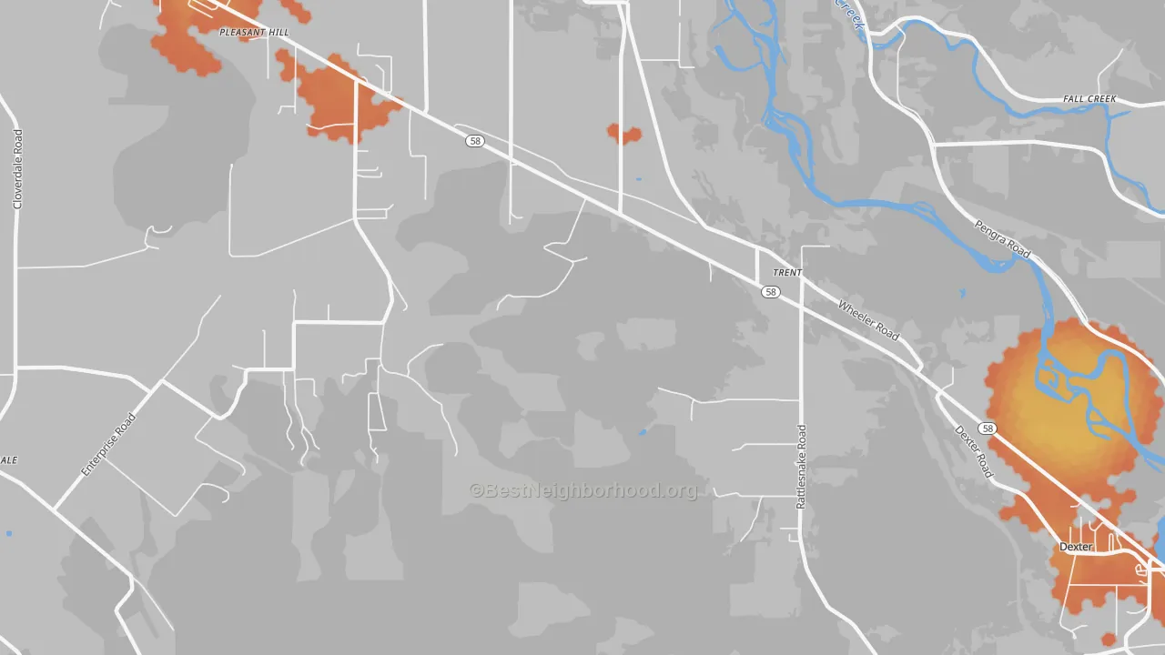 Bike Grade map of Trent, OR