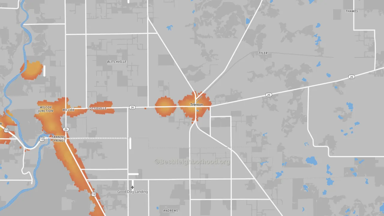 Bike Grade map of Trenton, FL