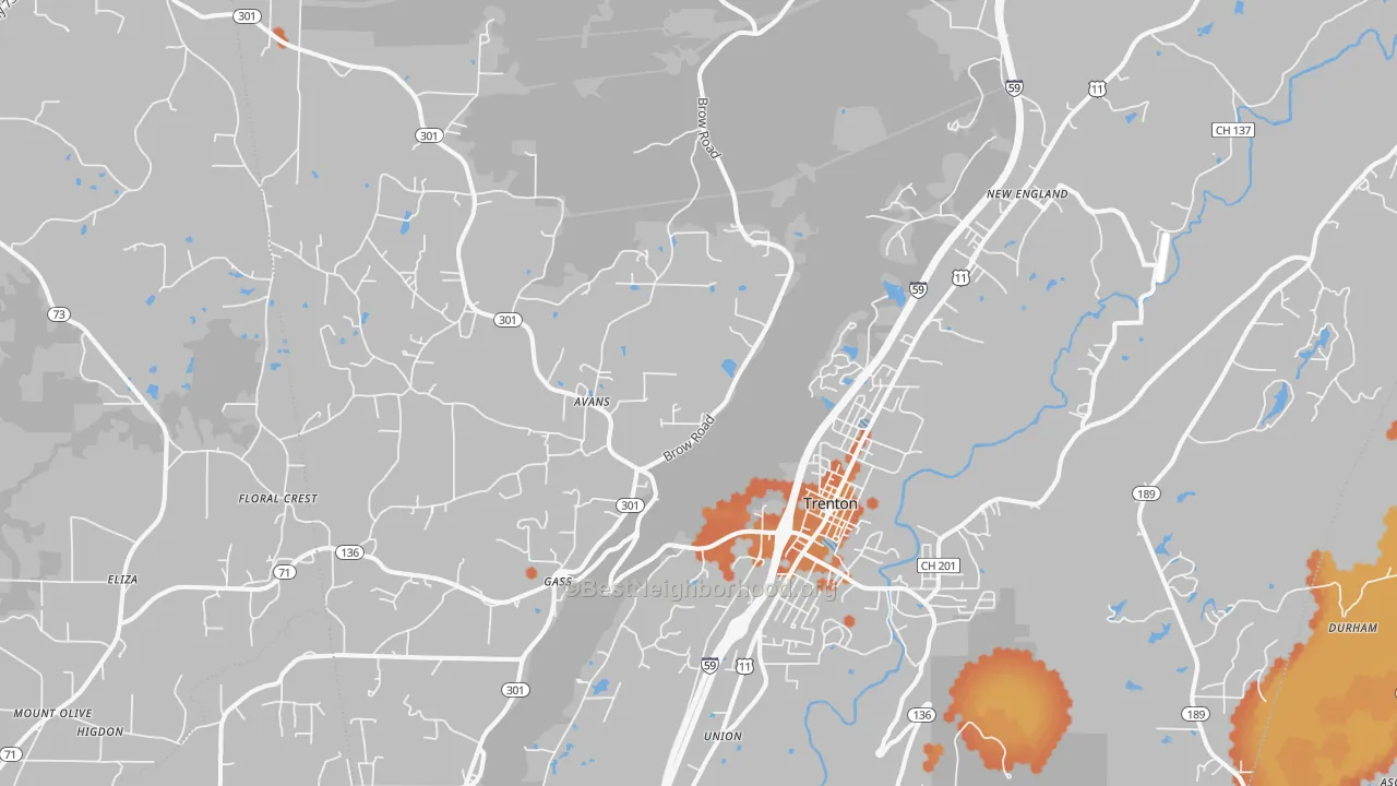 Bike Grade map of Trenton, GA