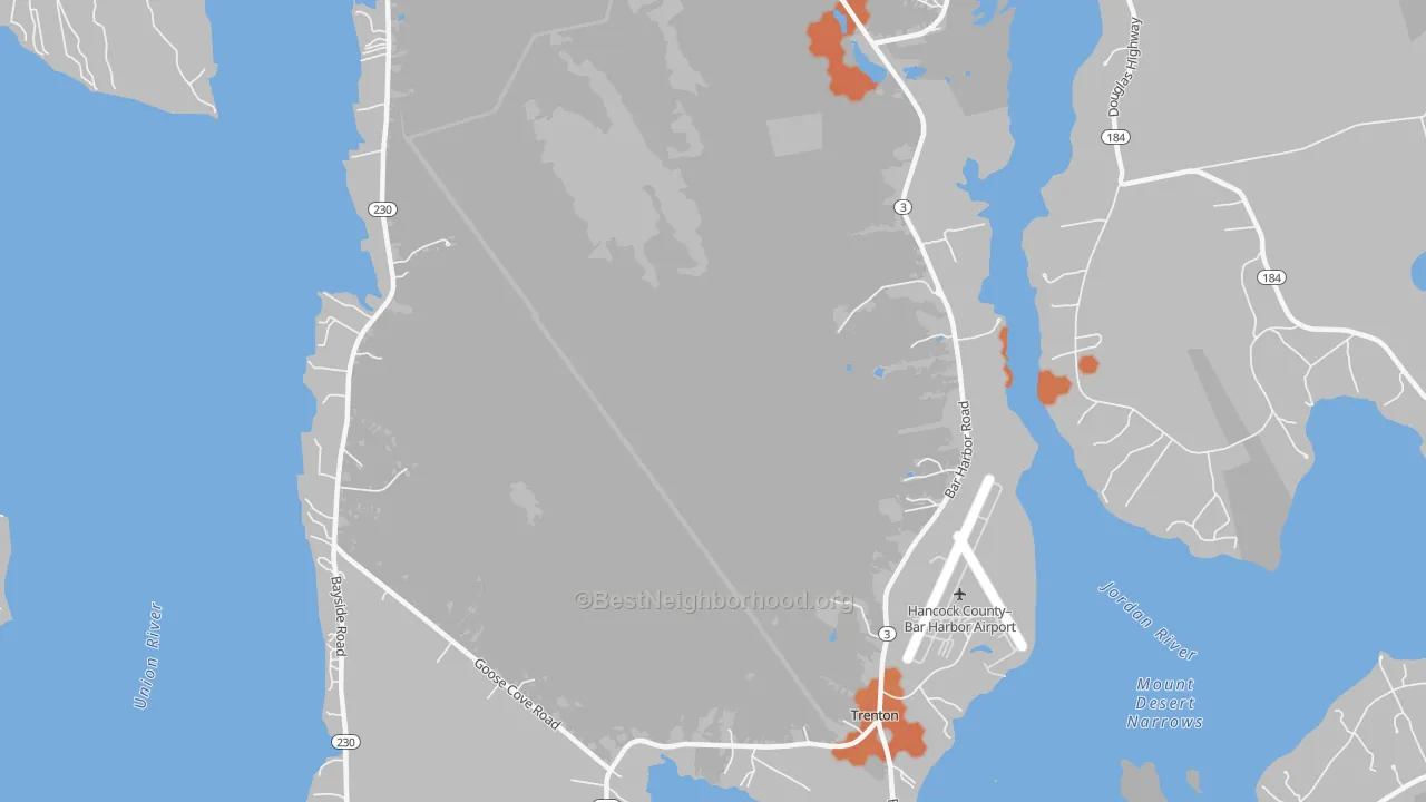 Bike Grade map of Trenton, ME