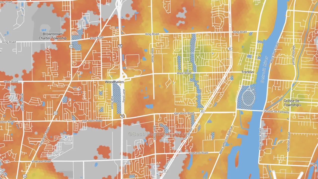 Bike Grade map of Trenton, MI