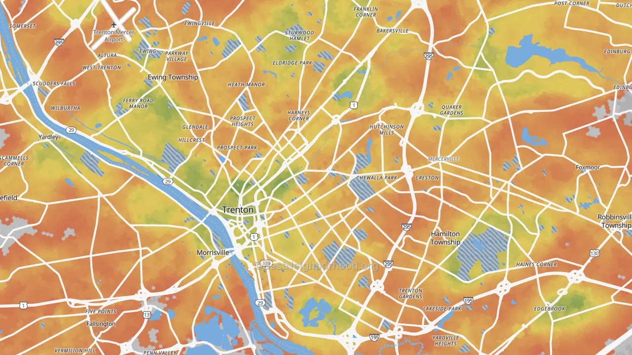 Bike Grade map of Trenton, NJ