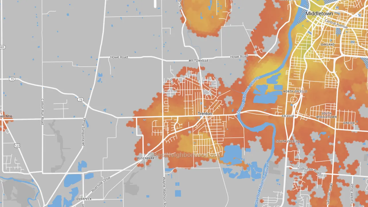 Bike Grade map of Trenton, OH