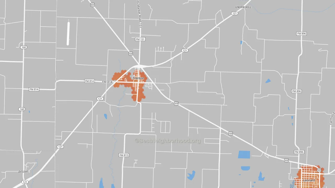 Bike Grade map of Trenton, TX