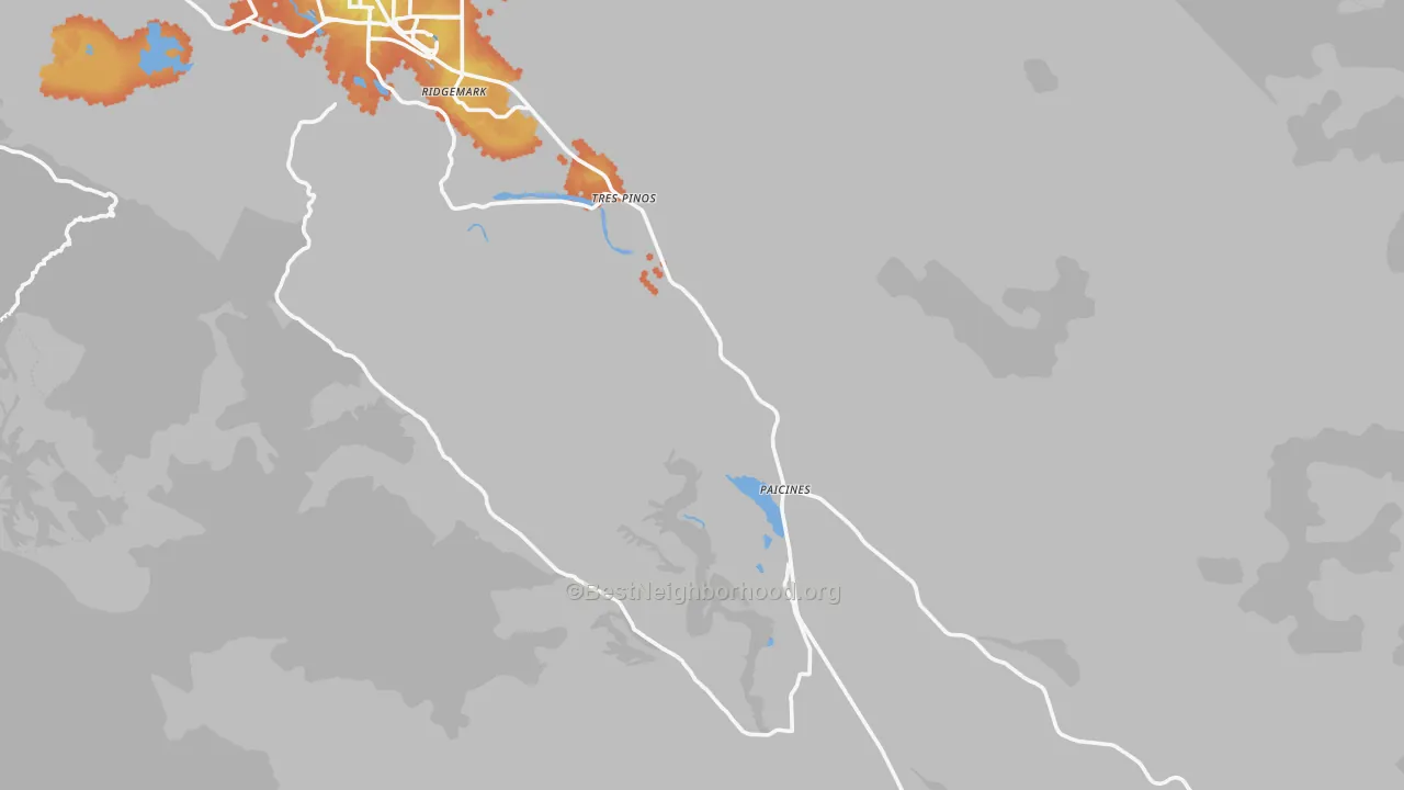 Bike Grade map of Tres Pinos, CA