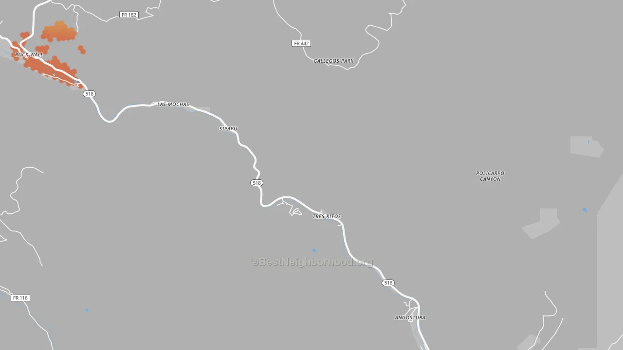 Bike Grade map of Tres Ritos, NM