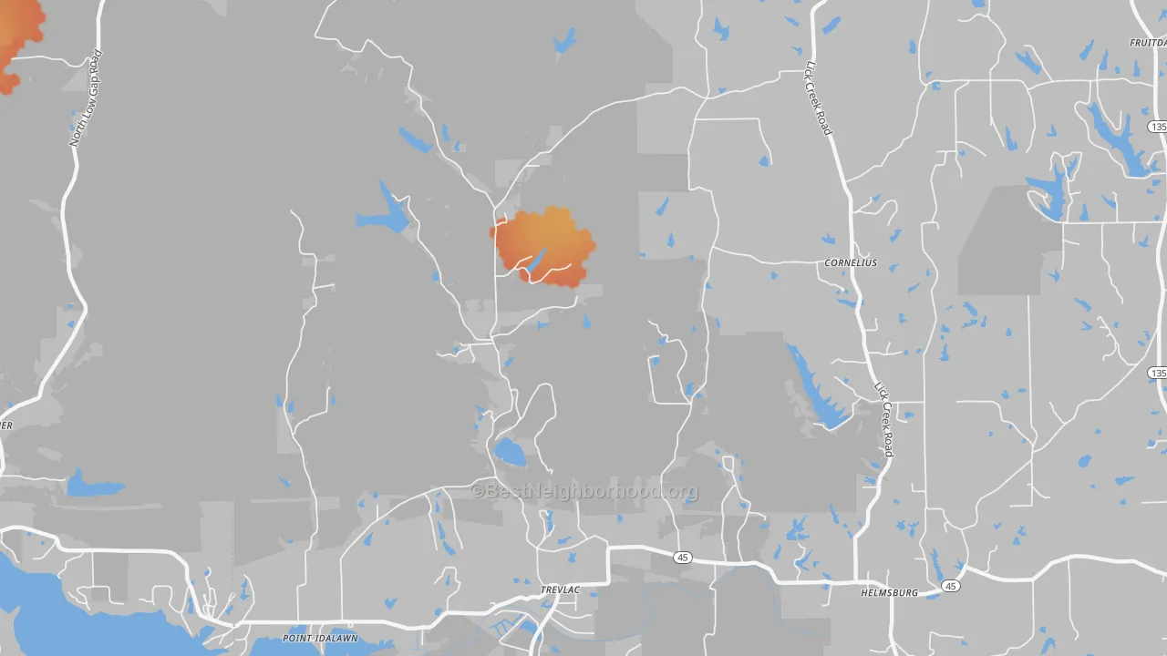 Bike Grade map of Trevlac, IN