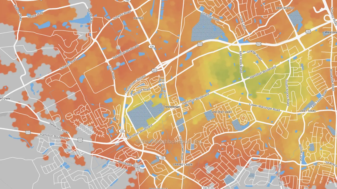 Bike Grade map of Trexlertown, PA