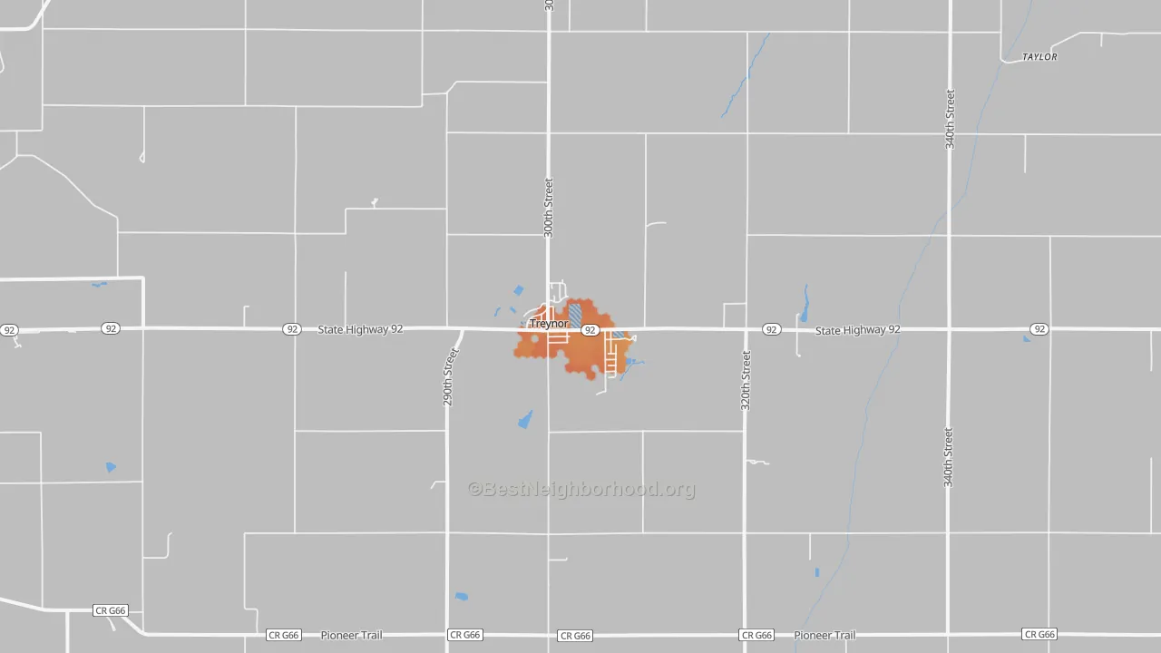 Bike Grade map of Treynor, IA