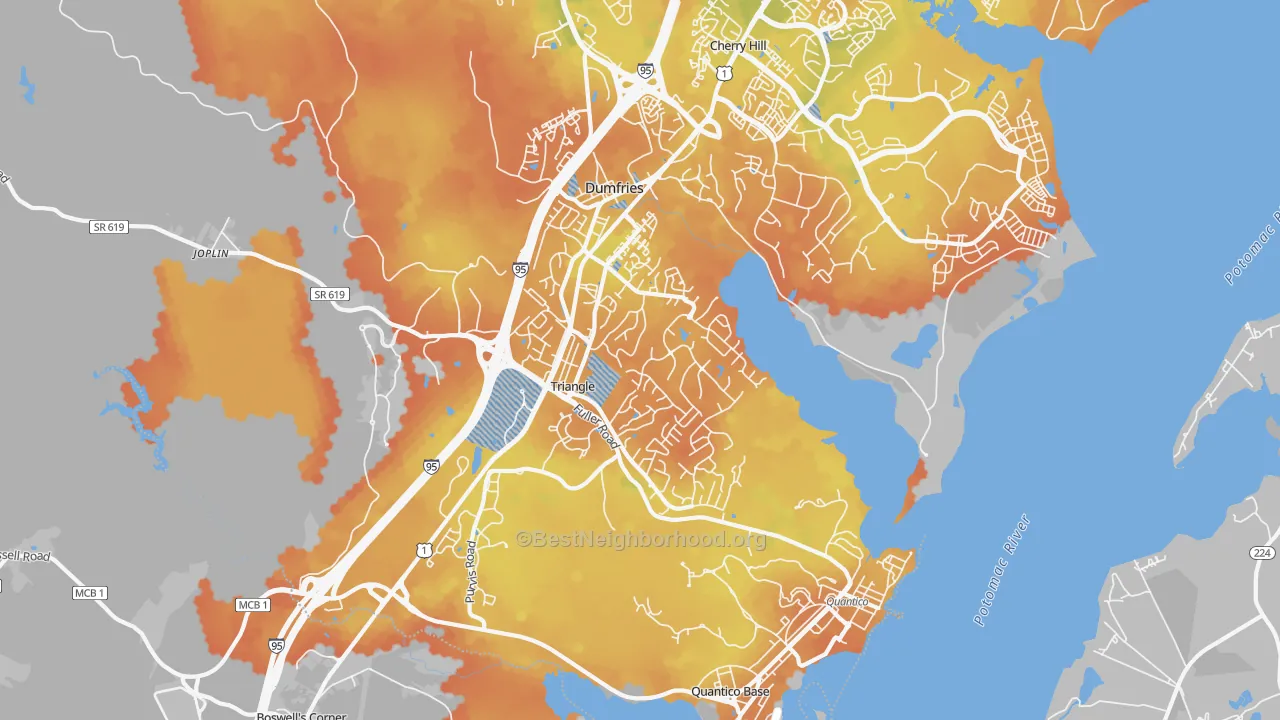 Bike Grade map of Triangle, VA