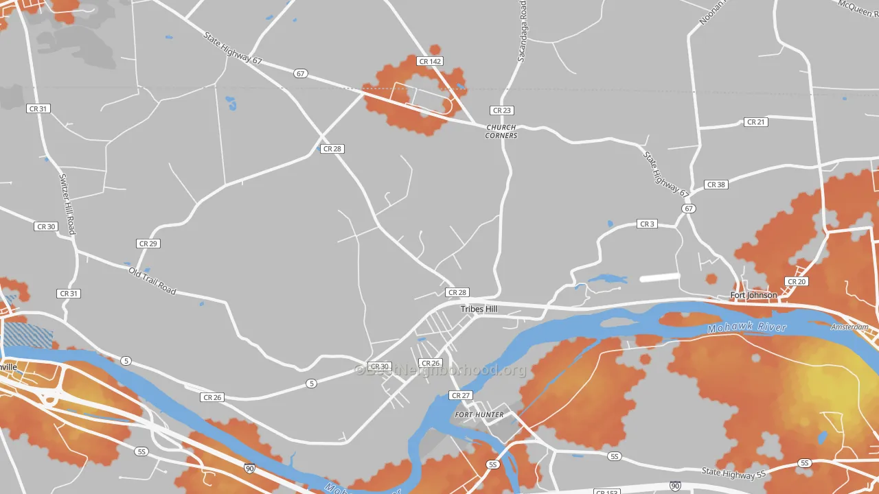 Bike Grade map of Tribes Hill, NY