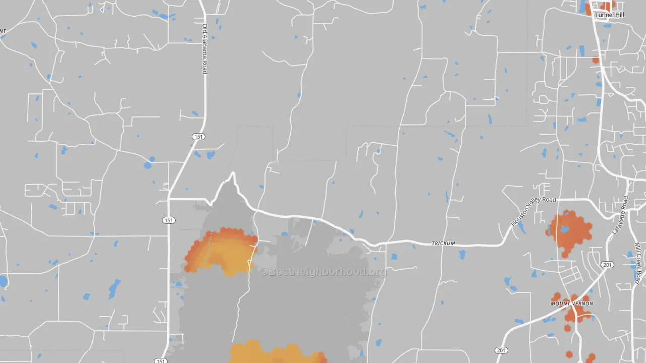 Bike Grade map of Trickum, GA