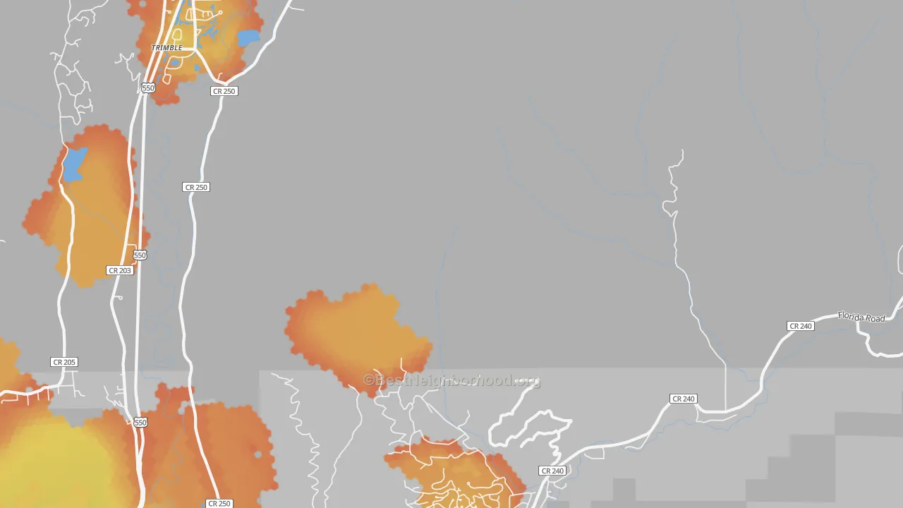 Bike Grade map of Trimble, CO