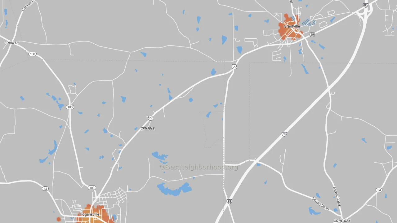 Bike Grade map of Trimble, GA