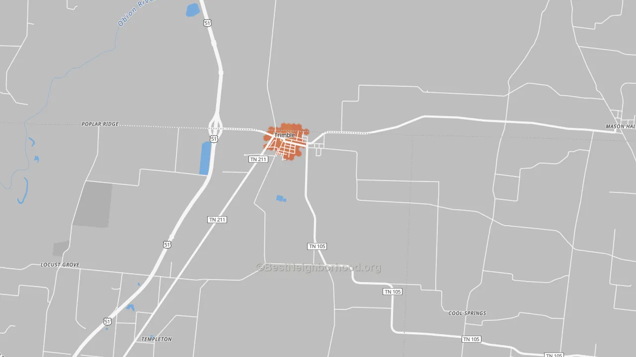 Bike Grade map of Trimble, TN