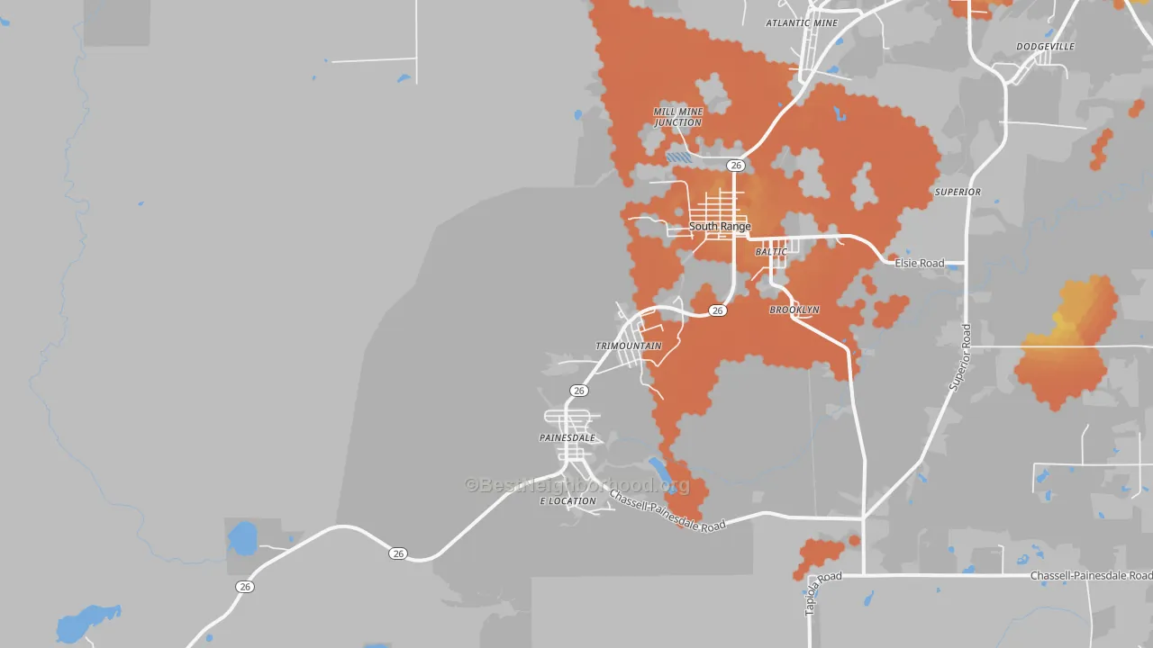 Bike Grade map of Trimountain, MI