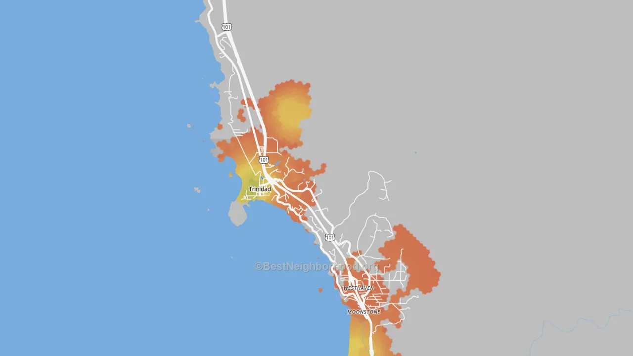 Bike Grade map of Trinidad, CA