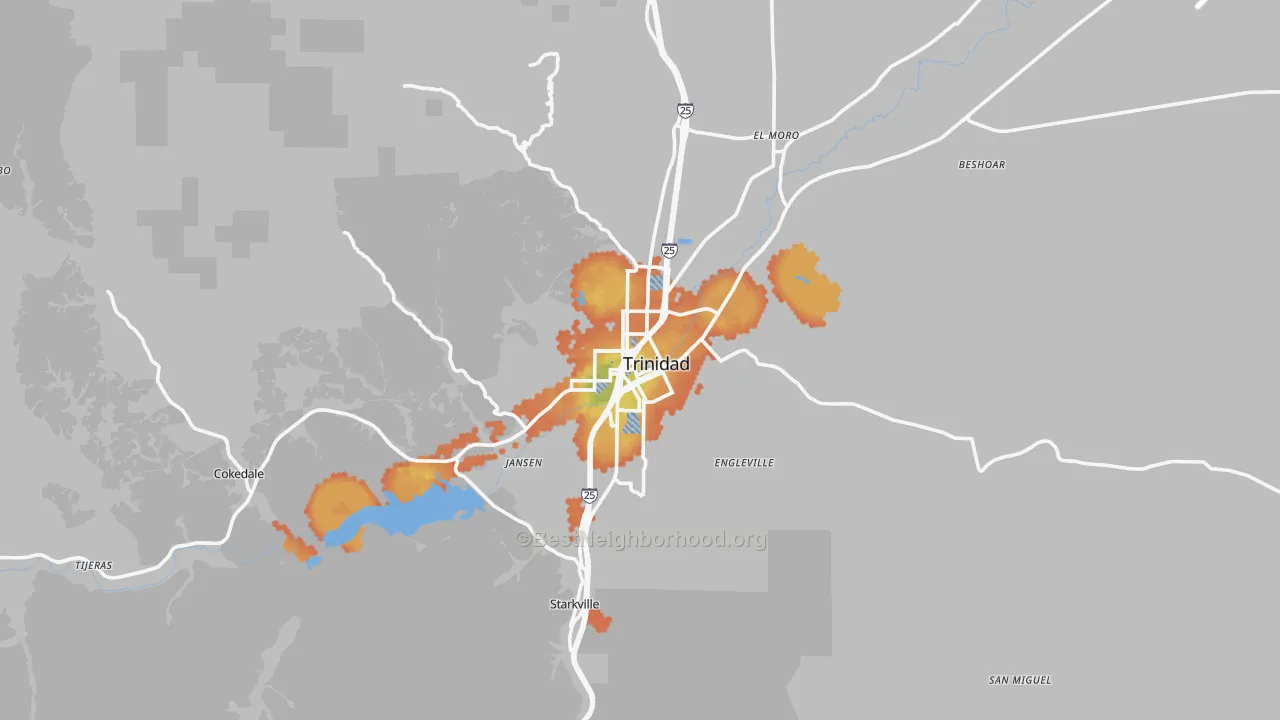 Bike Grade map of Trinidad, CO