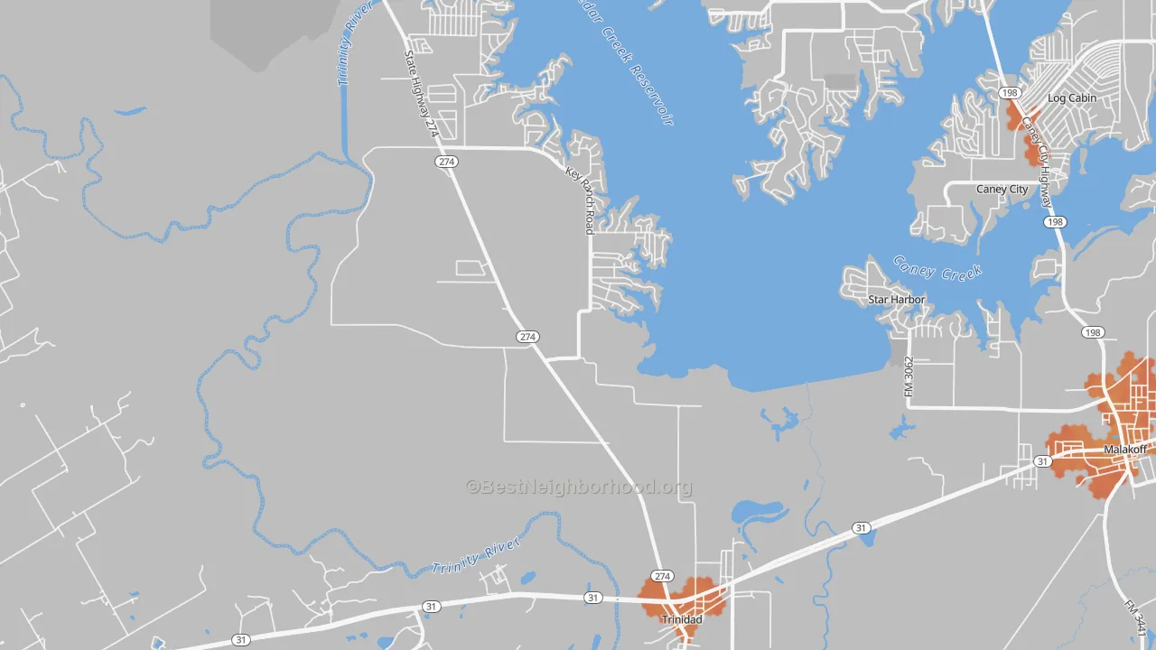 Bike Grade map of Trinidad, TX