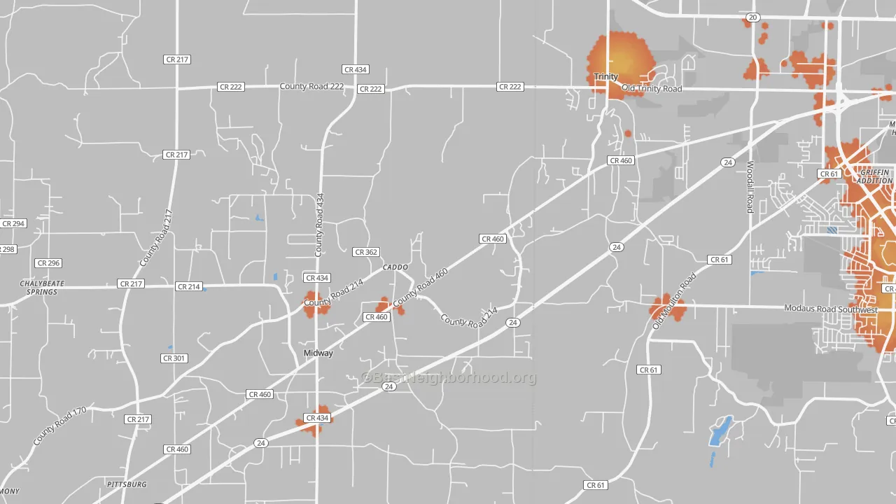 Bike Grade map of Trinity, AL