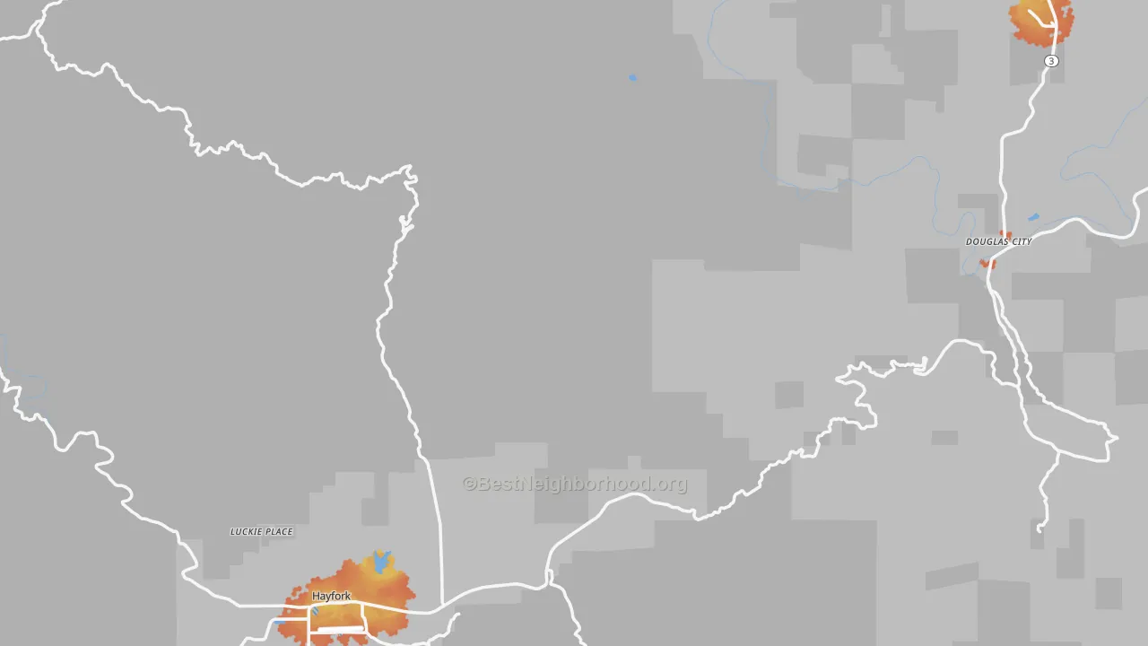 Bike Grade map of Trinity County, CA