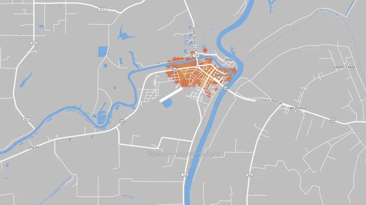 Bike Grade map of Trinity, LA