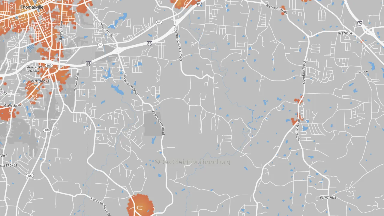 Bike Grade map of Trinity, NC