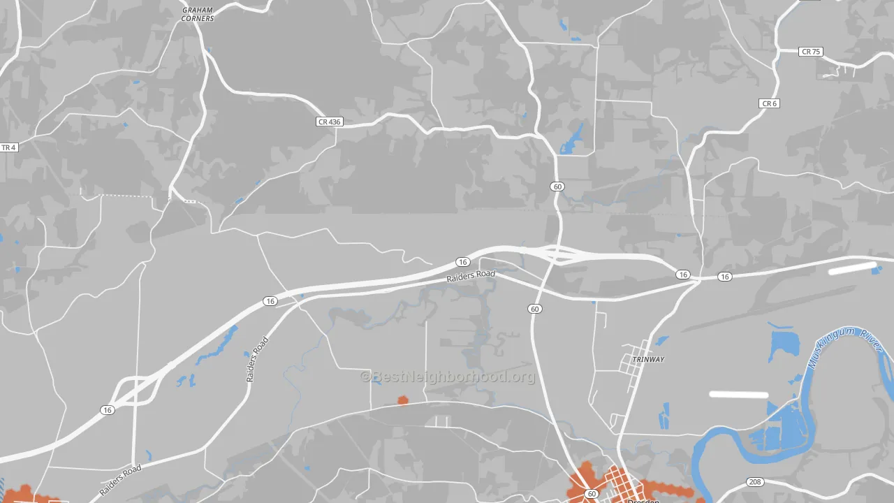 Bike Grade map of Trinway, OH