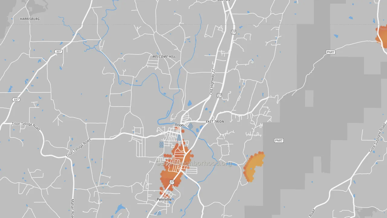 Bike Grade map of Trion, GA