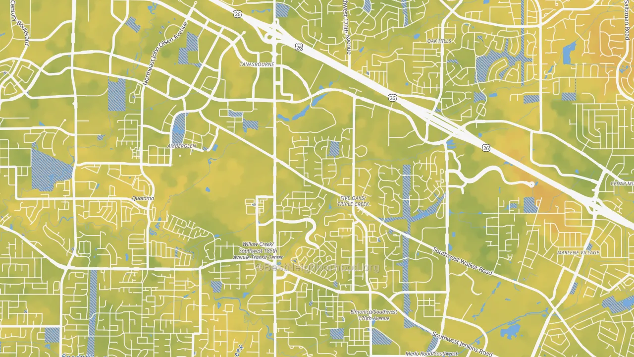 Bike Grade map of Triple Creek, Beaverton, OR