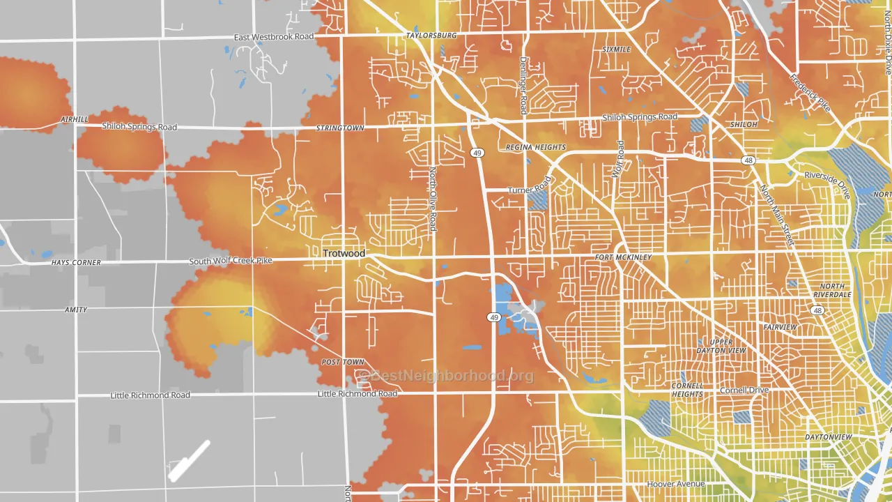 Bike Grade map of Trotwood, OH