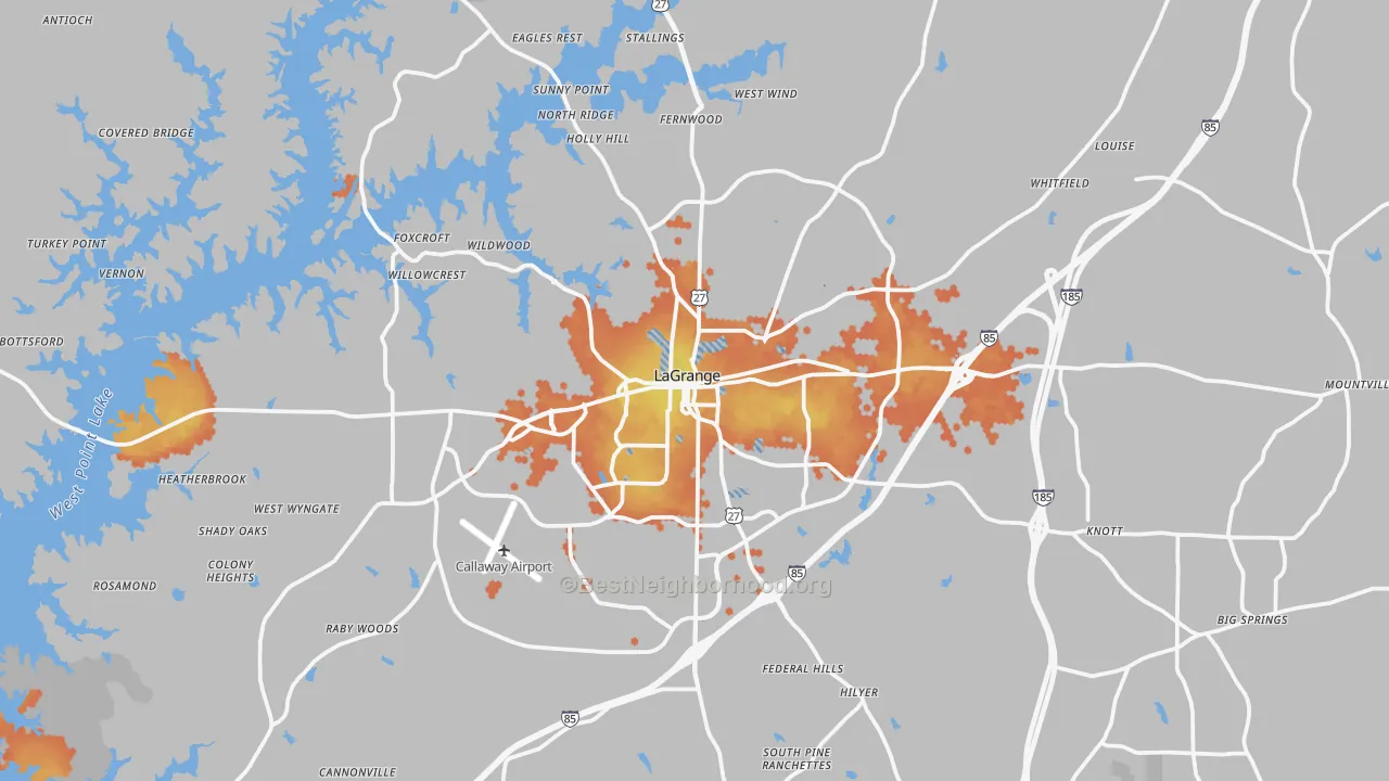 Bike Grade map of Troup County, GA