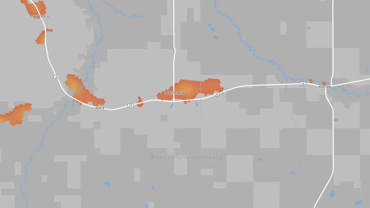 Bike Grade map of Trout Creek, MI