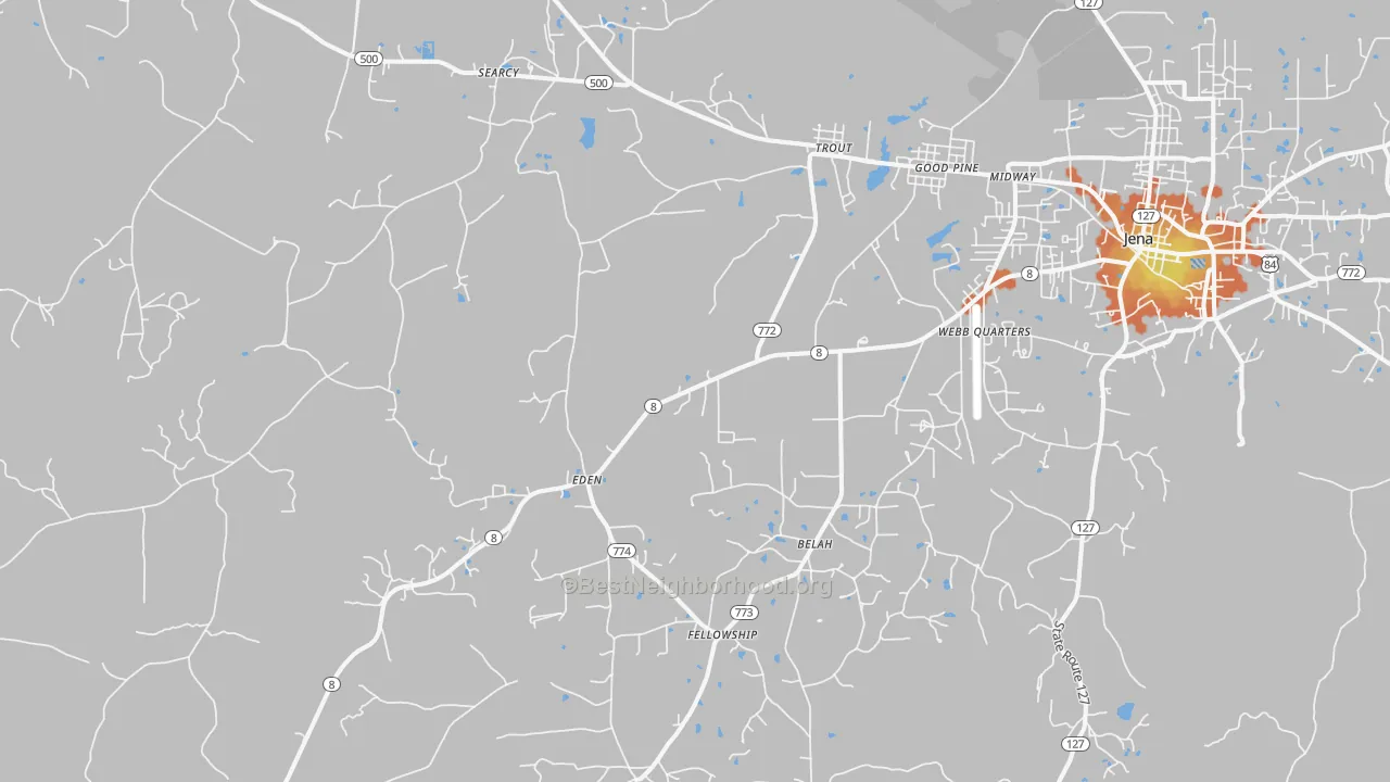 Bike Grade map of Trout, LA