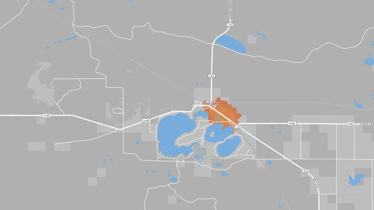 Bike Grade map of Trout Lake, MI
