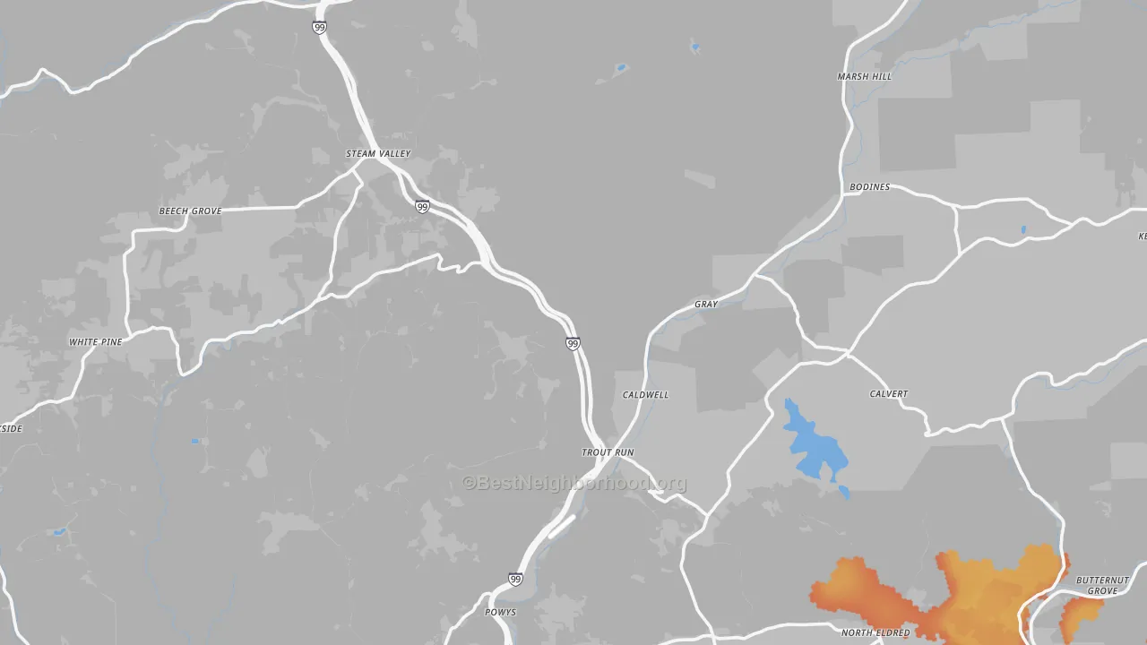 Bike Grade map of Trout Run, PA