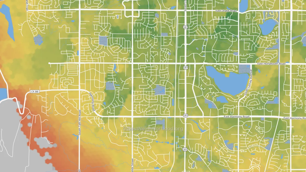 Bike Grade map of Troutman Park, Fort Collins, CO