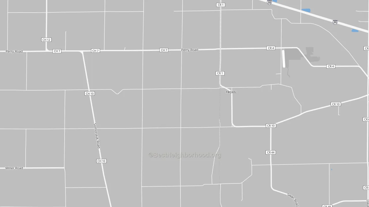 Bike Grade map of Troxel, IL