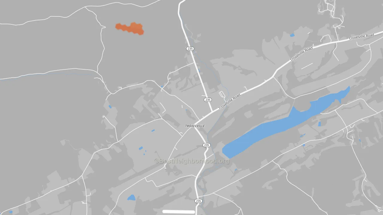 Bike Grade map of Troxelville, PA