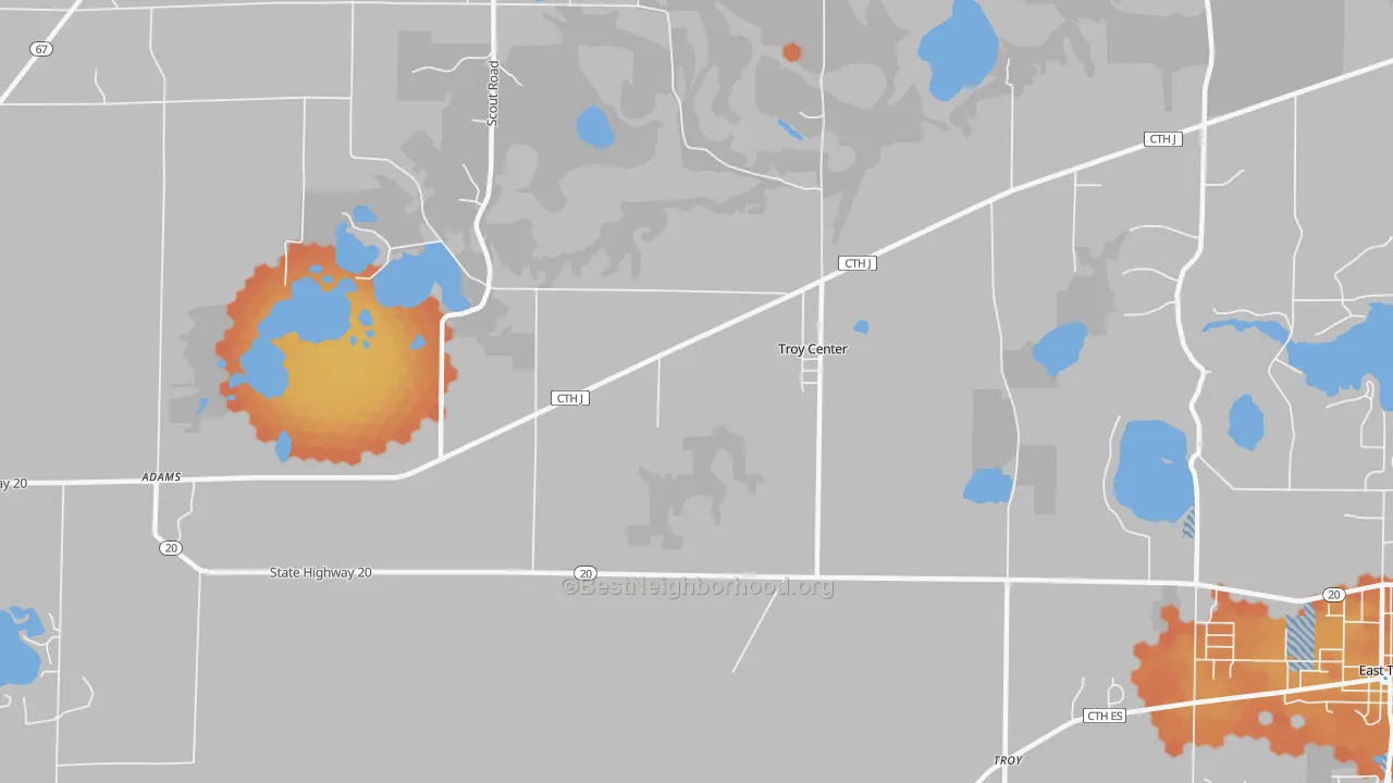 Bike Grade map of Troy Center, WI