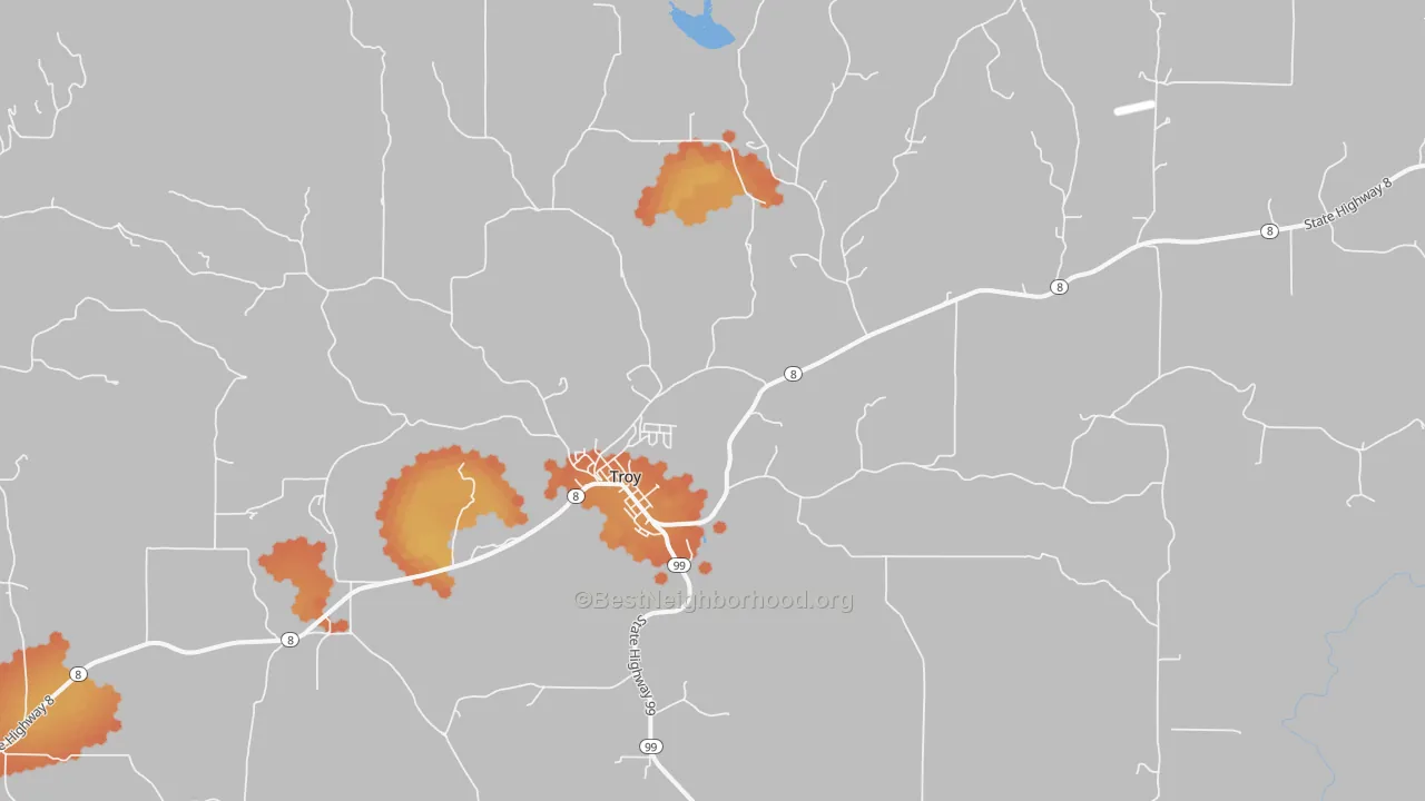 Bike Grade map of Troy, ID