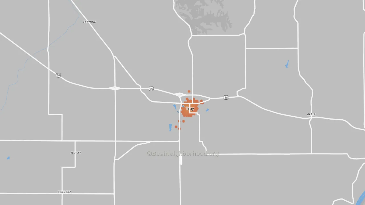 Bike Grade map of Troy, KS