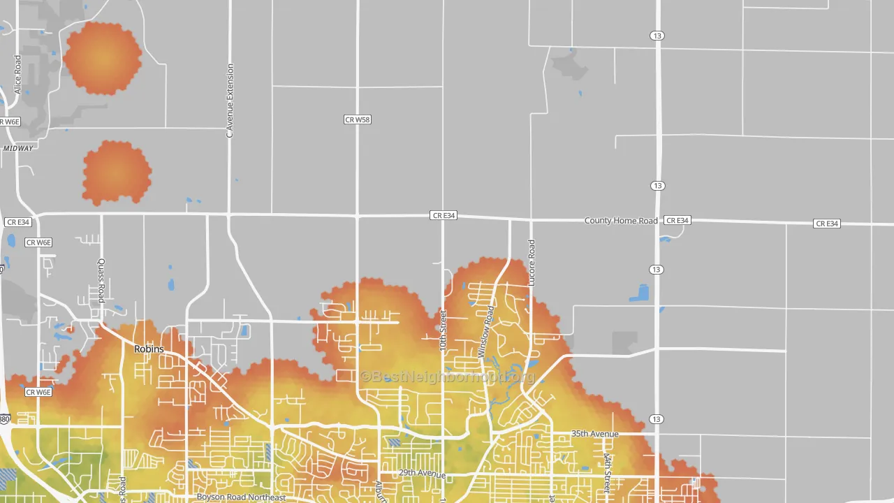 Bike Grade map of Troy Mills, IA