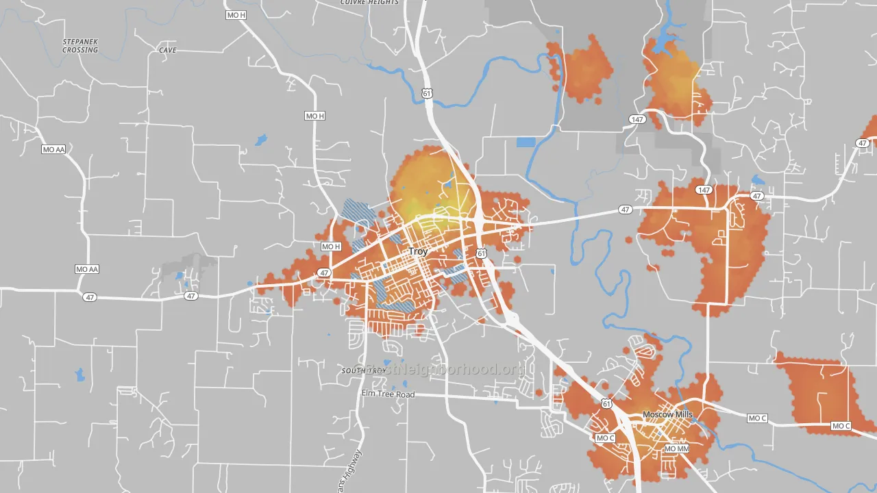 Bike Grade map of Troy, MO