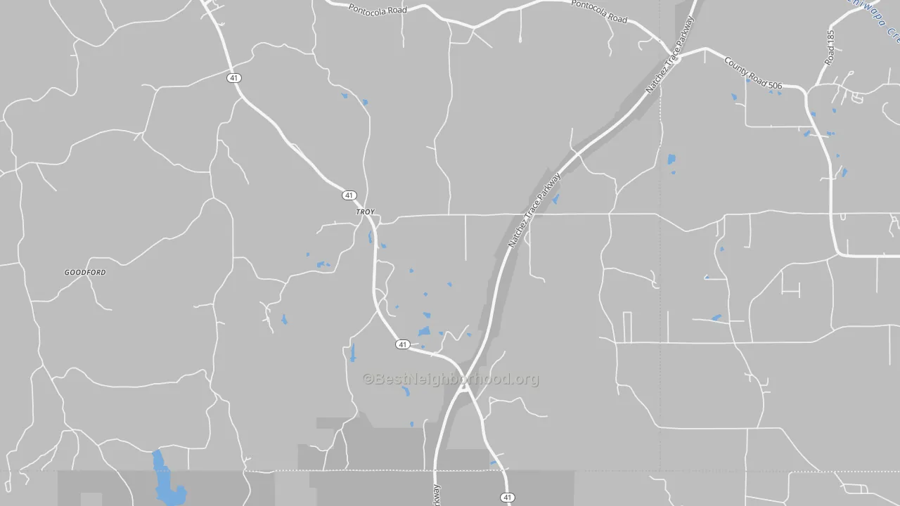 Bike Grade map of Troy, MS