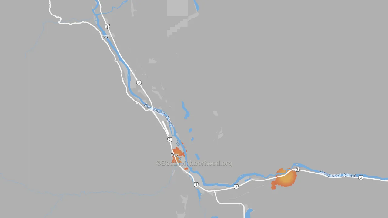 Bike Grade map of Troy, MT