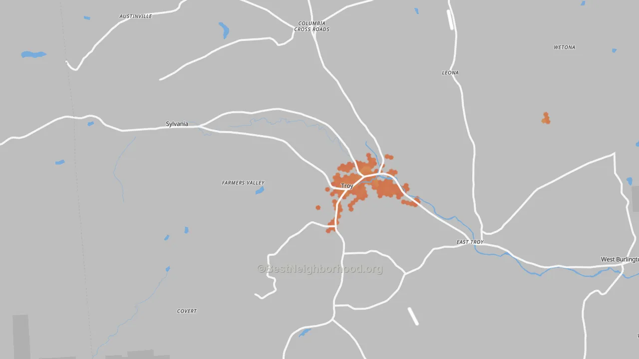 Bike Grade map of Troy, PA