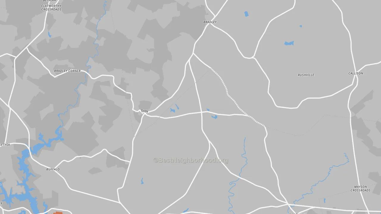 Bike Grade map of Troy, SC