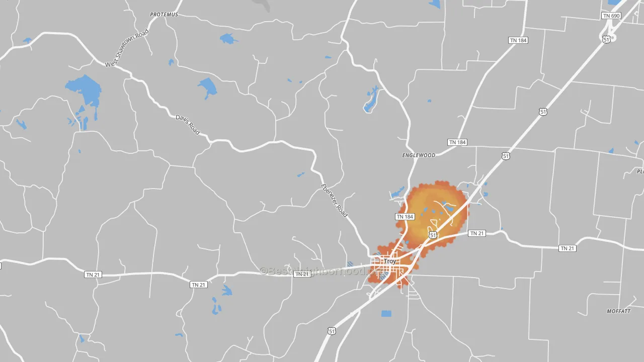 Bike Grade map of Troy, TN