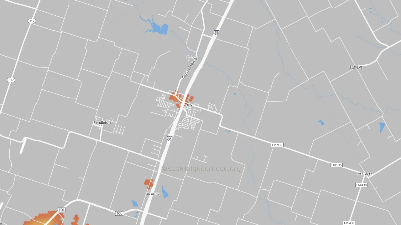 Bike Grade map of Troy, TX